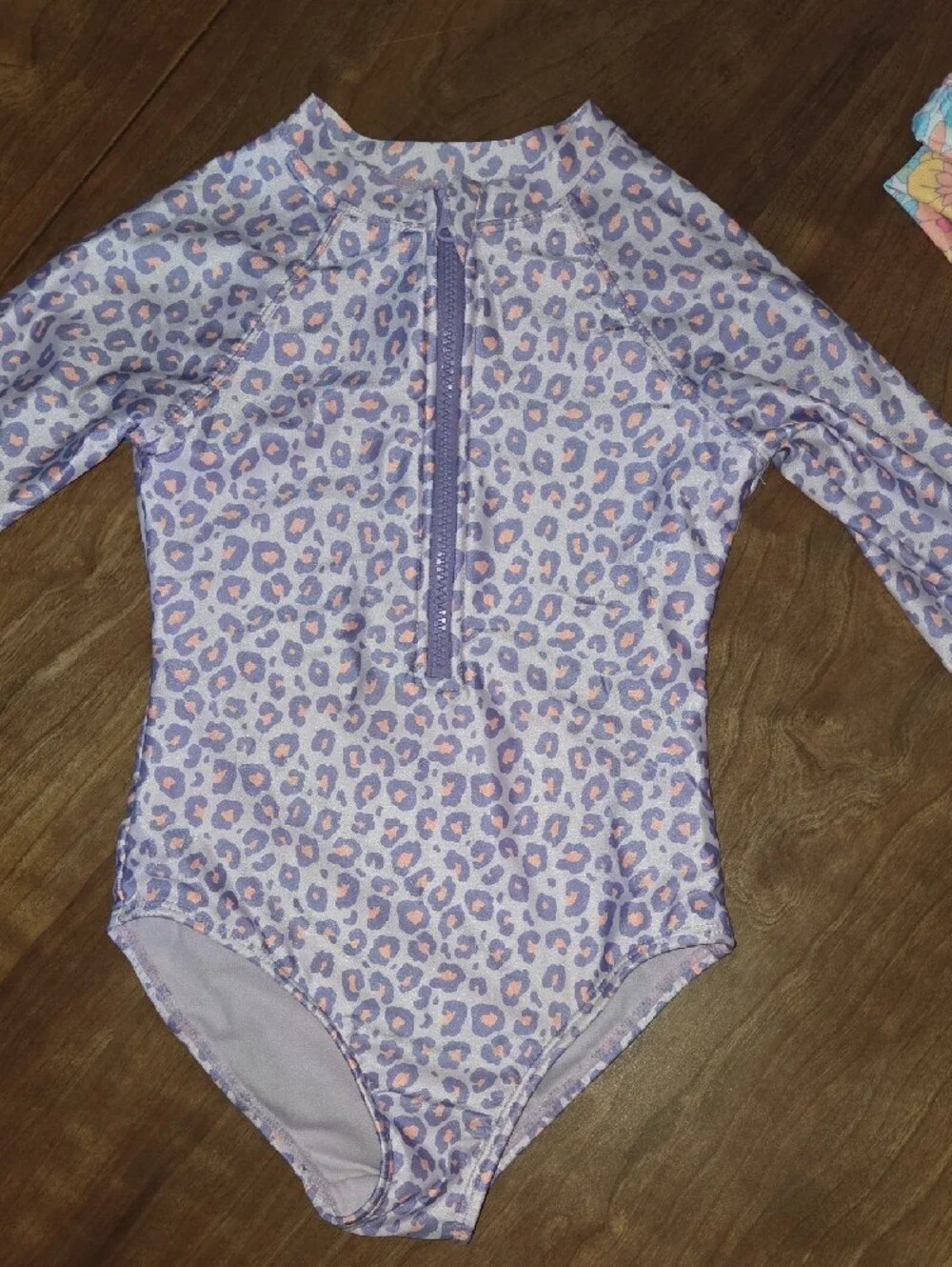 wonder nation Girls Long Sleeve Rashguard Swim Set - Pink, Purple, Multi Floral